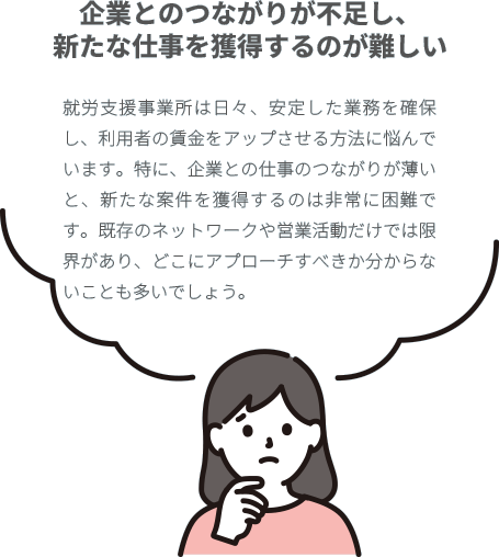 企業とのつながりが不足し、新たな仕事を獲得するのが難しい
